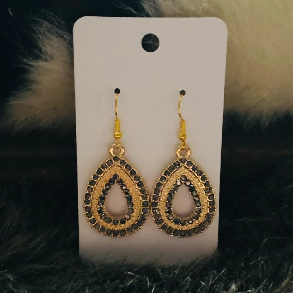Hand crafted jeweled tear drop dangle earrings